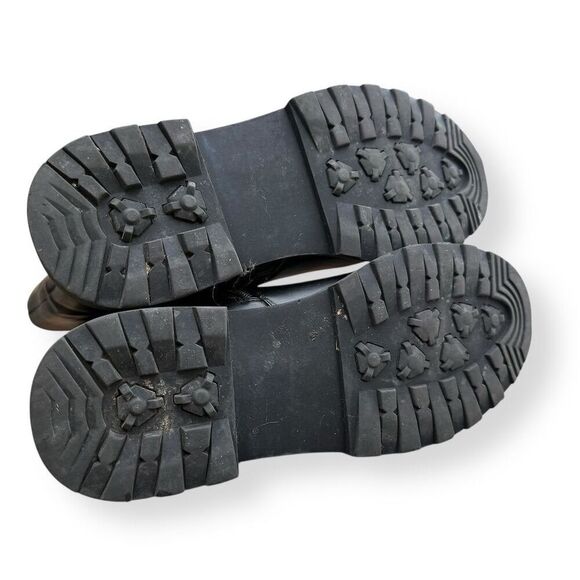 JustFab Black Moto Boots Size 9.5 Double Buckle Biker Style Faux Leather - Picture 12 of 16